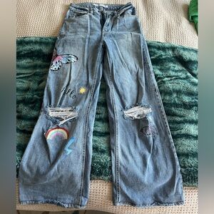 Tinseltown Blue Jeans with Colorful Patches